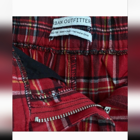 ❤️ Urban Outfitters Red Plaid Tapered Mom Pants Elastic Waist XS / 0–2 - Picture 13 of 13